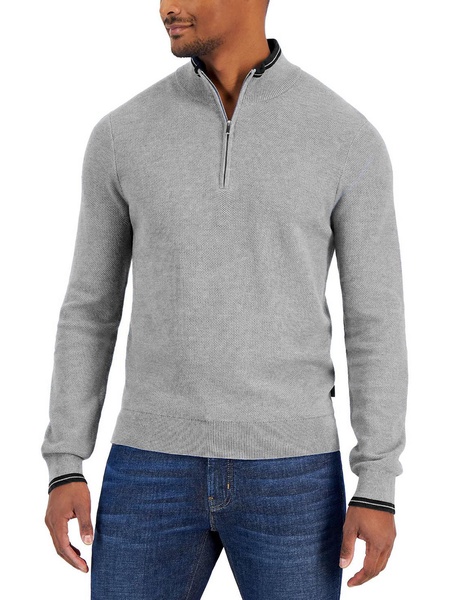 mens cotton half zip pullover sweater