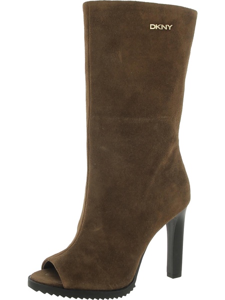 womens suede open toe mid-calf boots