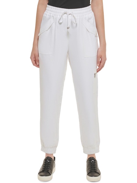 womens linen blend pull on cargo pants