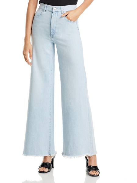 womens high rise light wash wide leg jeans