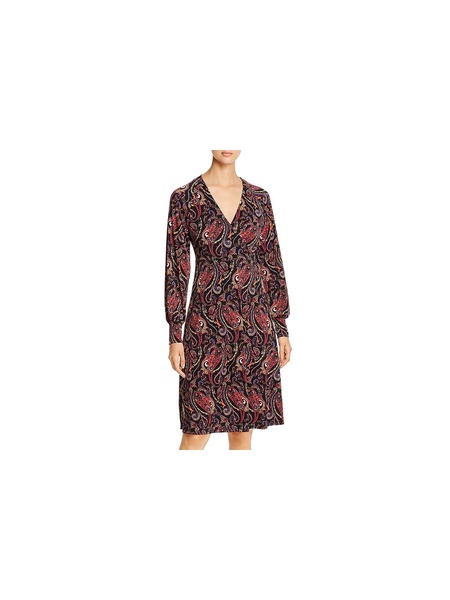 daisy womens paisley wrap-bodice casual dress