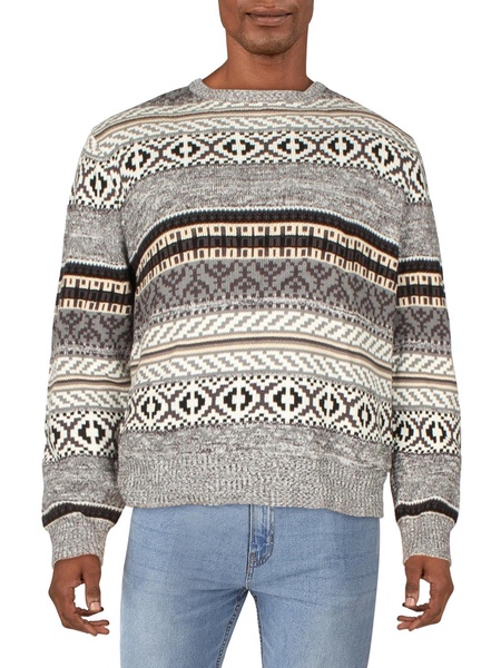 mens cotton fair isle crewneck sweater