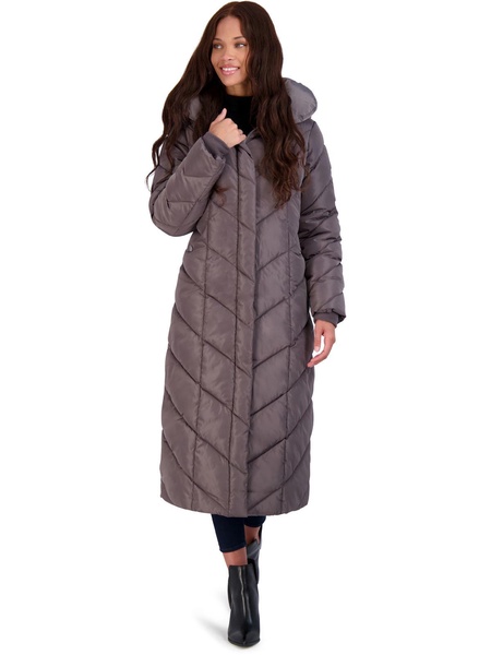 womens fleece lined quilted maxi coat