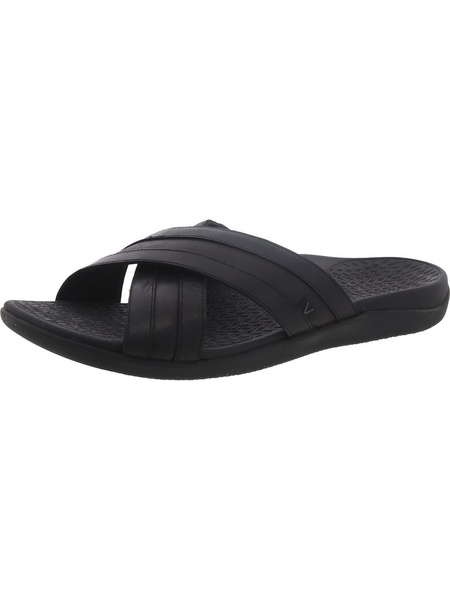 mens leather cushioned footbed slide sandals