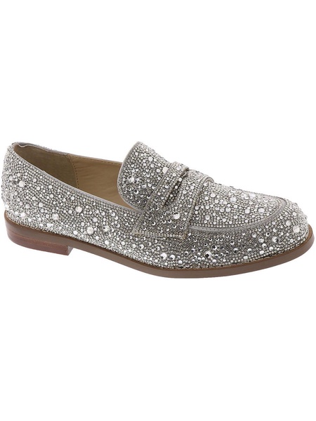 womens rhinestone flat loafers