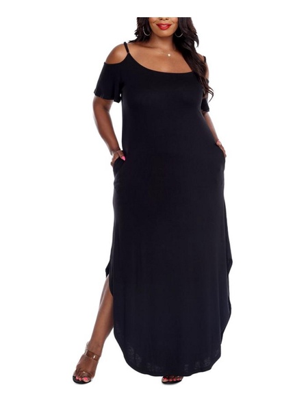 plus lexi womens jersey cold shoulder maxi dress