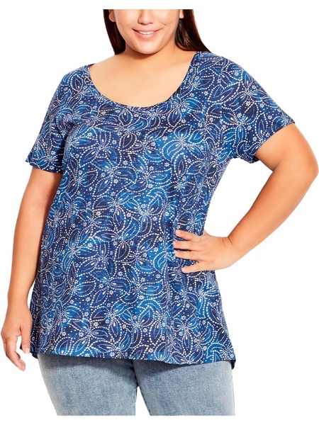 plus womens scoop neck printed blouse