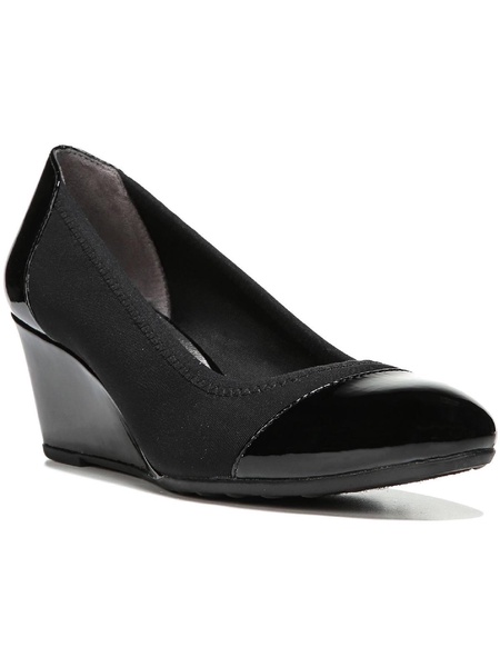 juliana str womens patent toe cap wedge heels