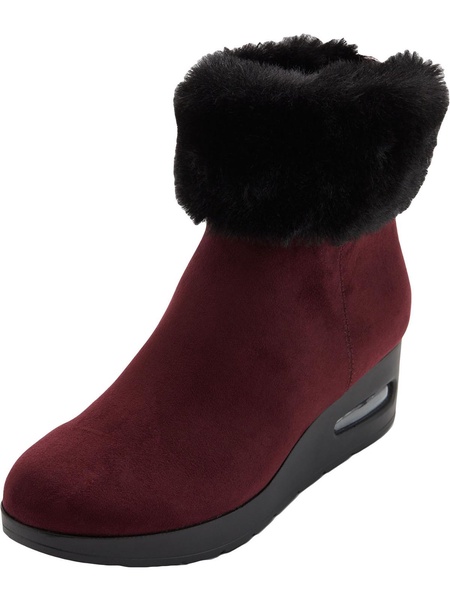 abri womens suede faux fur wedge boots