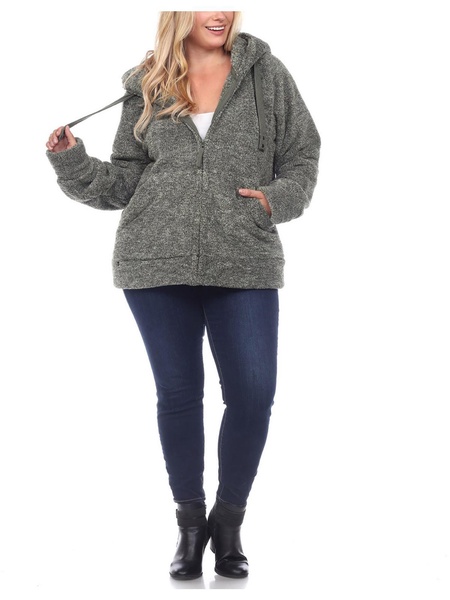 plus womens sherpa hooded fleece jacket