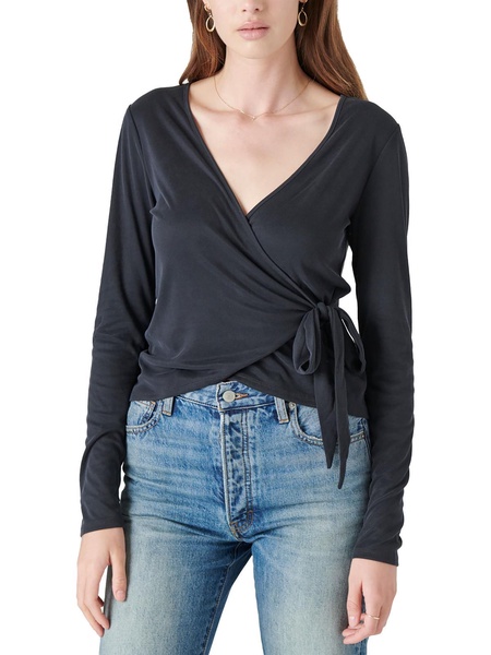 womens ribbed surplice wrap top