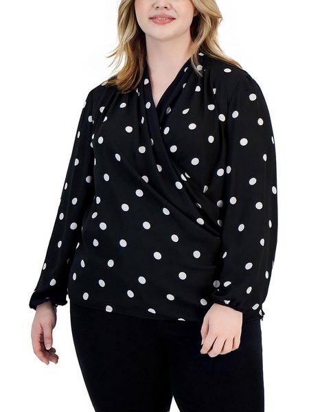 plus womens chiffon polka dot blouse