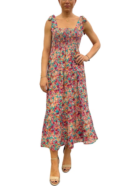 womens floral print mid-calf midi dress