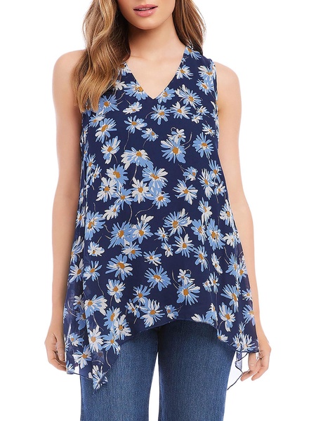 womens floral print v-neck blouse