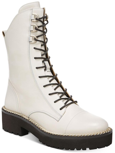 lenley womens leather embellished combat & lace-up boots