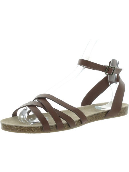 beth womens leather footbed slide sandals