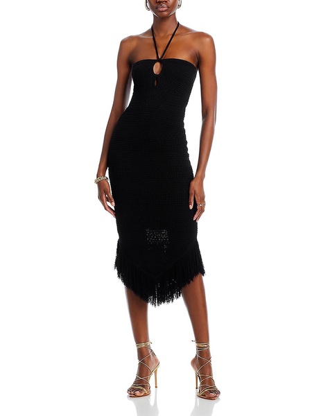 womens fringe viscose bodycon dress