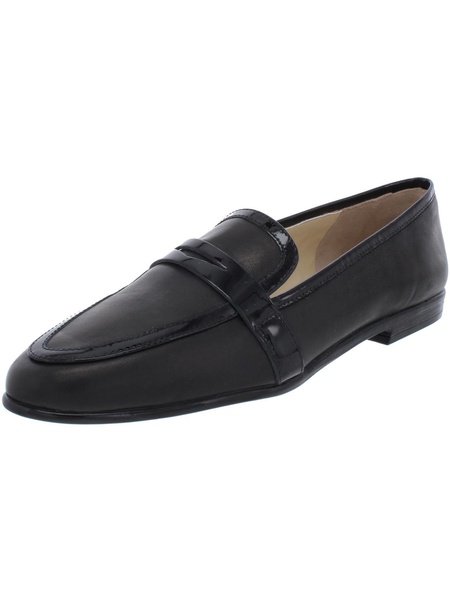 oreste womens patent trim slip on penny loafers