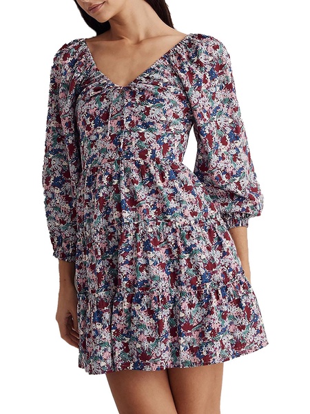 womens floral tiered mini dress