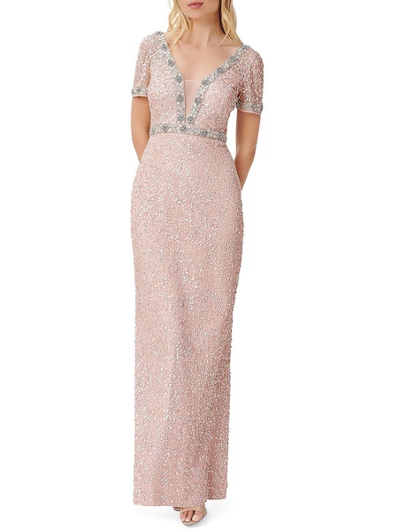 womens mesh embellished evening dress