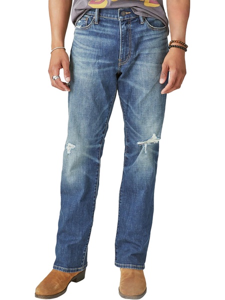 mens mid rise distressed bootcut jeans