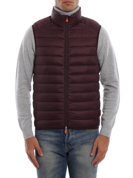 puffer vest in burgundy