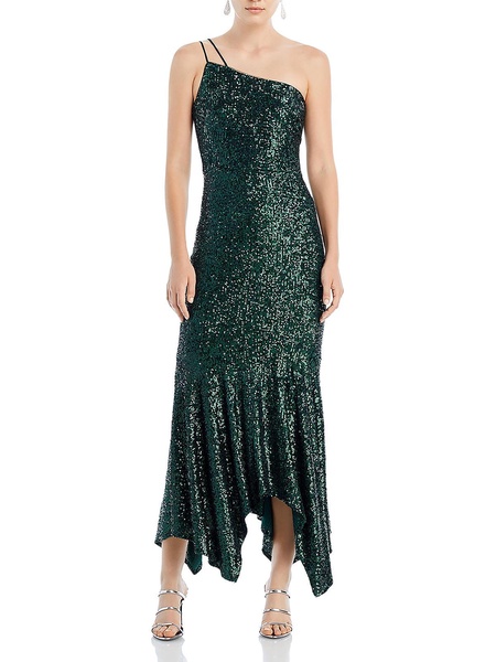 womens sequined one-shoulder cocktail and party dress