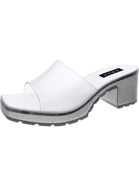 jelly womens block heel slip-on heels