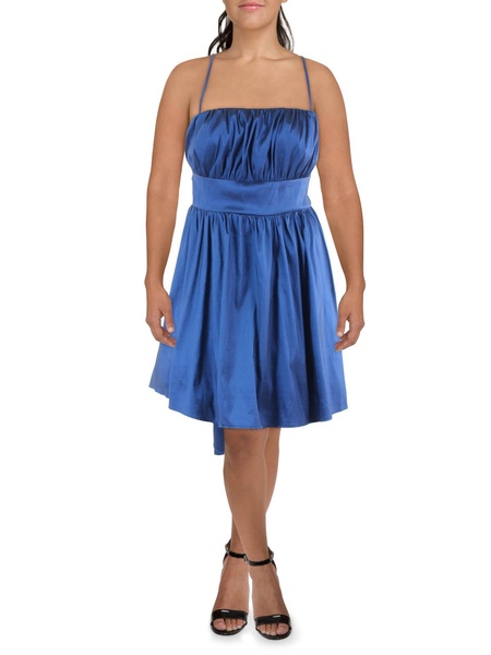 plus womens pleated knee fit & flare dress