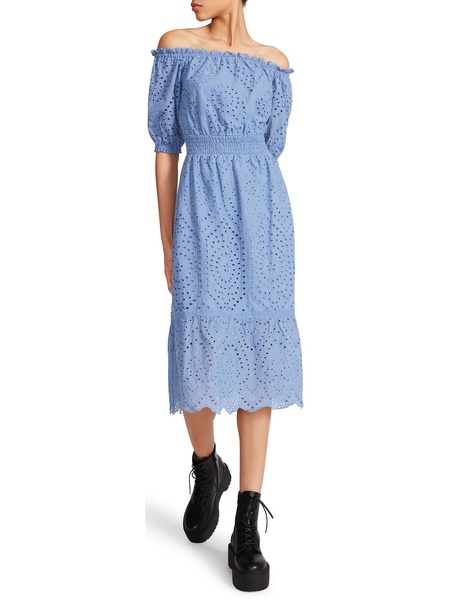 womens cotton off the shoulder midi dress