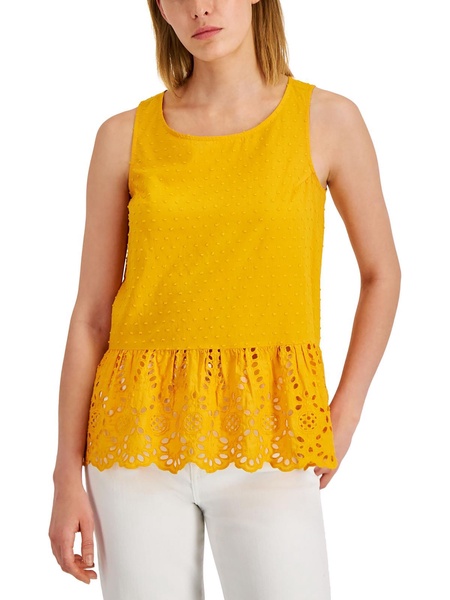 womens cotton eyelet peplum top