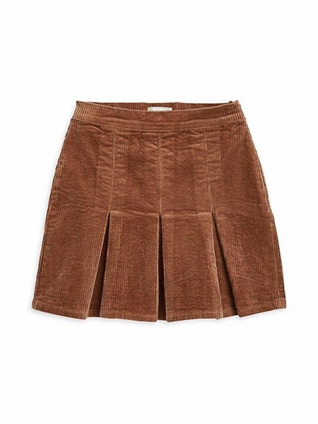 girl's pleated corduroy skirt in brown