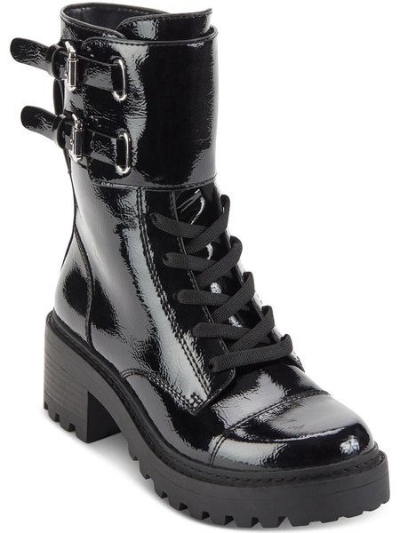 bart womens patent buckle combat & lace-up boots