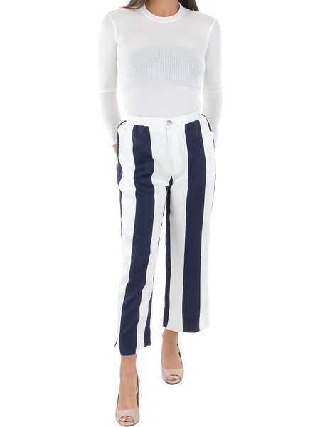 womens striped cropped wide leg pants