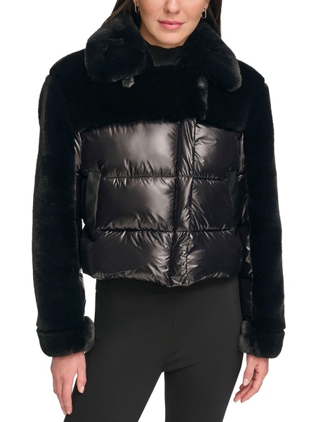 womens quilted faux fur trim puffer jacket