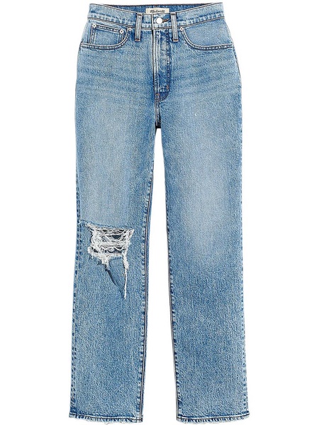 the perfect vintage womens high rise ripped straight leg jeans