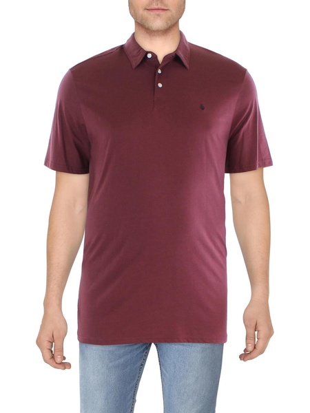 mens button front logo polo