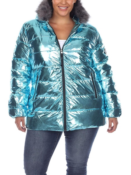 plus womens faux fur cold weather puffer jacket