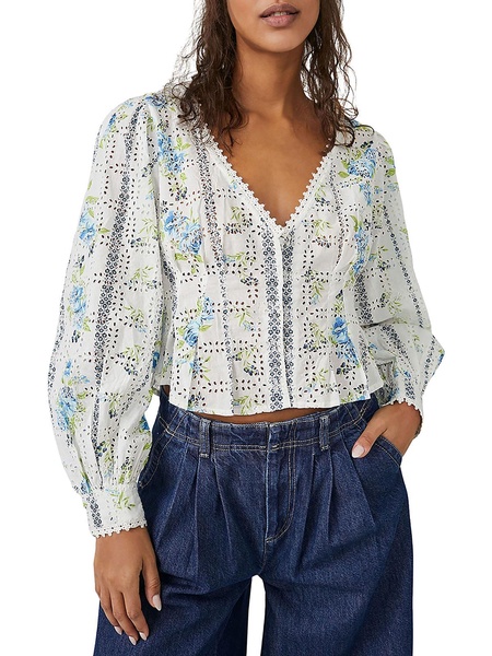 womens embroidered eyelet blouse