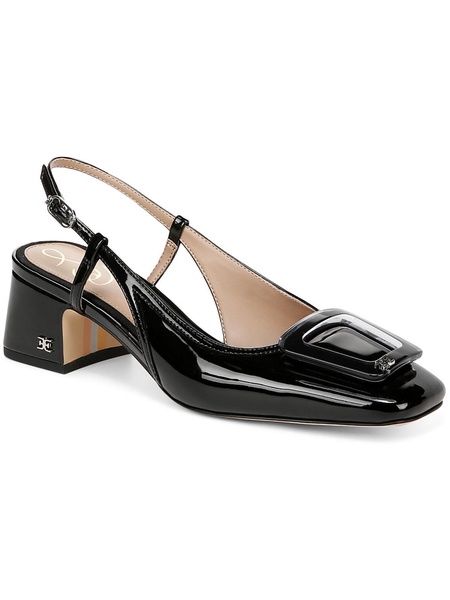 tracie womens patent leather block heel mule sandals