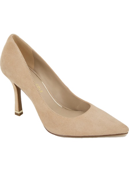 romi womens suede flared heel pumps