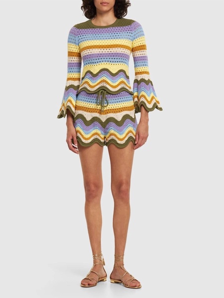 raie striped cotton knit long sleeve top in multi