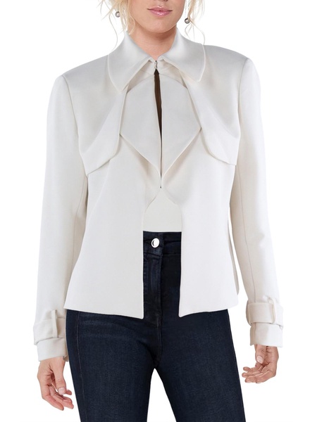 womens cascade ruffle collared one-button blazer