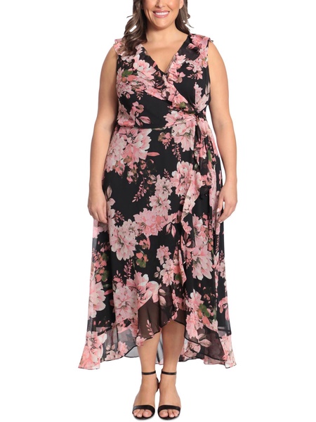 plus womens v-neck long maxi dress