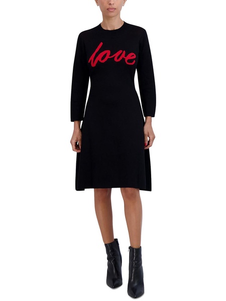 petites womens causal graphic sweaterdress