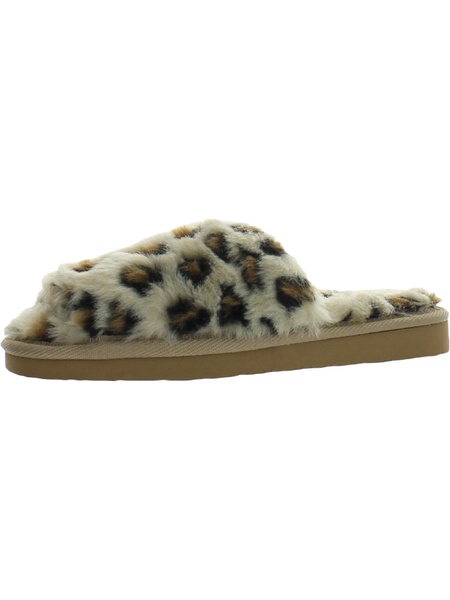 lolo womens animal print faux fur slide slippers