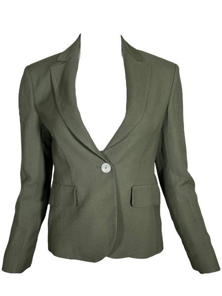 women single button blazer in olive