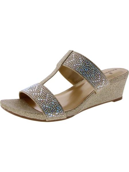 womens embellished slip on wedge sandals