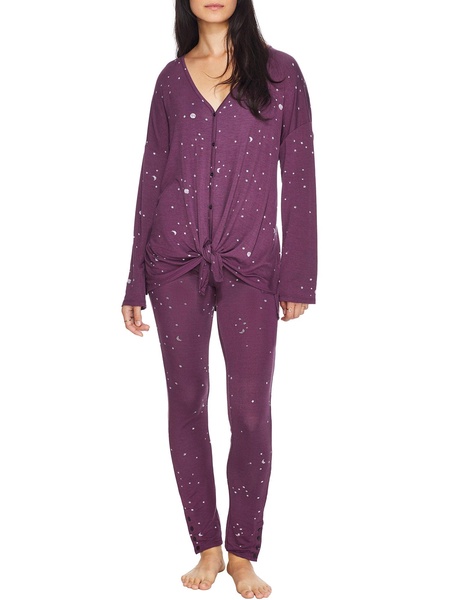 women's to the moon knit pajama set