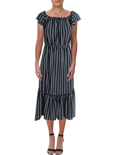 womens striped hi-low maxi dress